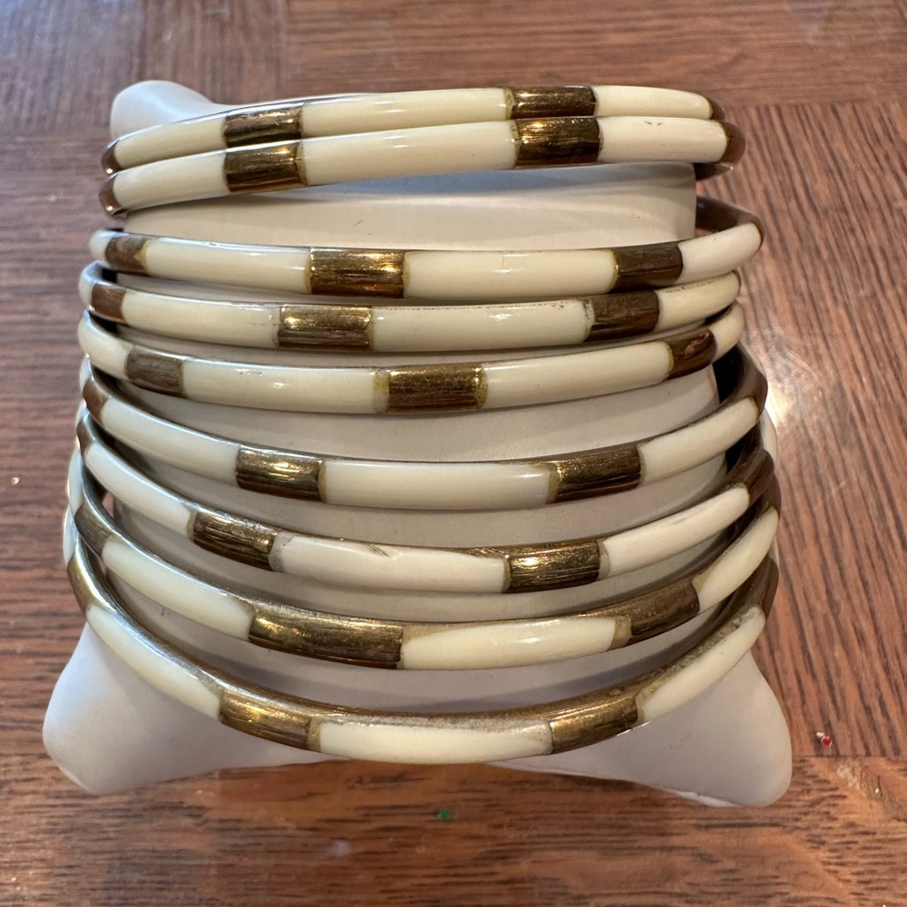Elegant Cream and Gold Bangles